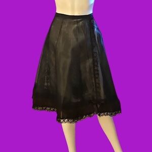 VTG FANTASY LINGERIE 1950s-1960s Black Mesh Lace Ribbon Petticoat Wrap Skirt